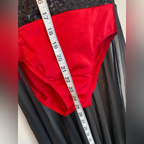 Weissman Elite Dance costume red black maxi mesh dress Alejandro D12165 SA adult - Picture 8 of 11